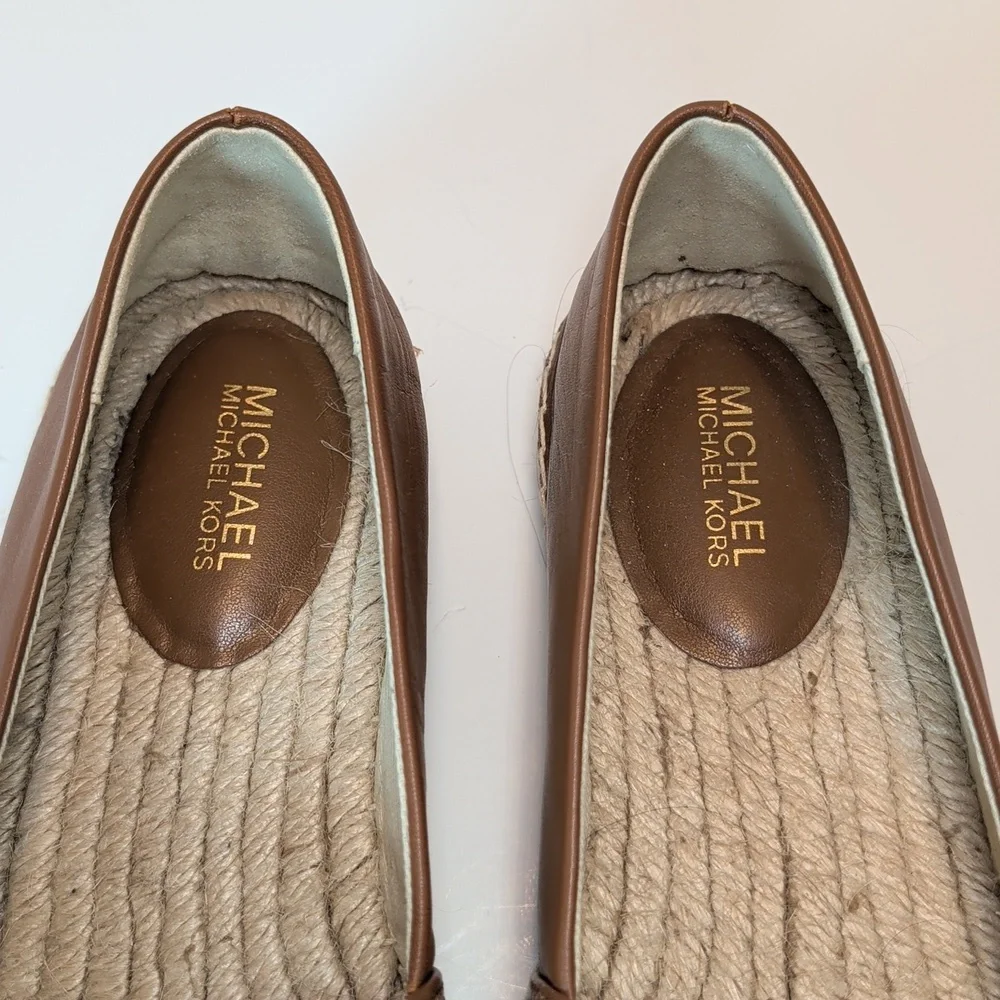 MICHAEL Michael Kors Brown Leather Espadrille Flats Size 6